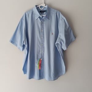 Ralph Lauren Chambray Oxford Button-Up Dress Shirt Short Sleeve Blue 2XB Big